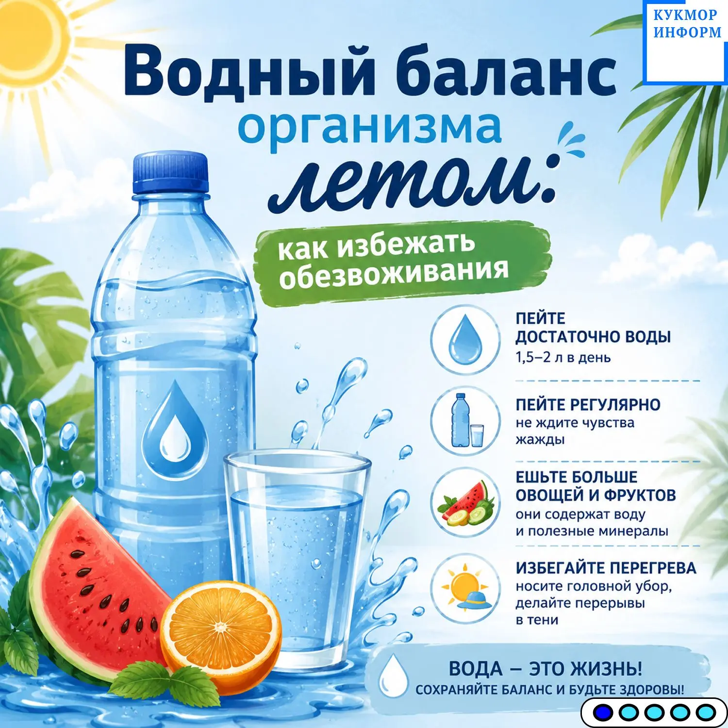 💦❓Водный баланс организма летом: как избежать обезвоживания?
