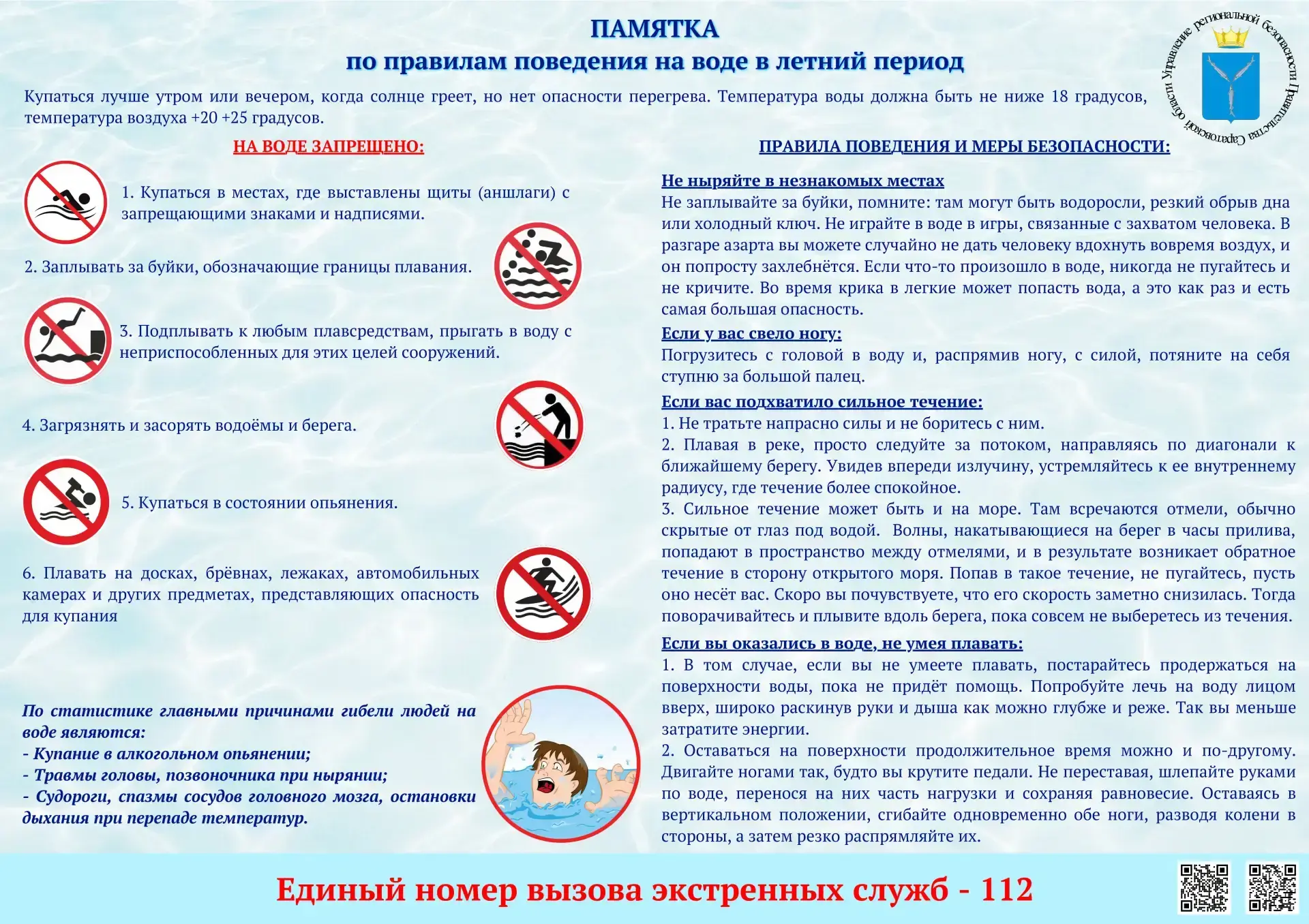 О правилах безопасности детей на водных объектах в летний период