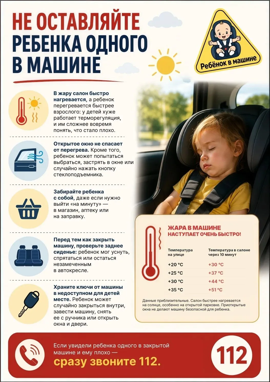 ⚠ Не оставляйте ребенка одного в машине! ⚠

Уважаемые родители, мы подготовили для вас чек-лист, кот