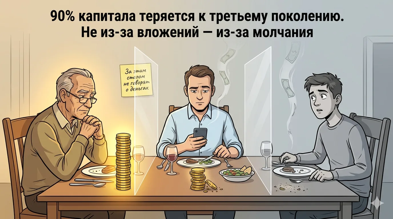«90% семейного капитала теряется к третьему поколению. Не из-за инвестиций. Из-за молча...
