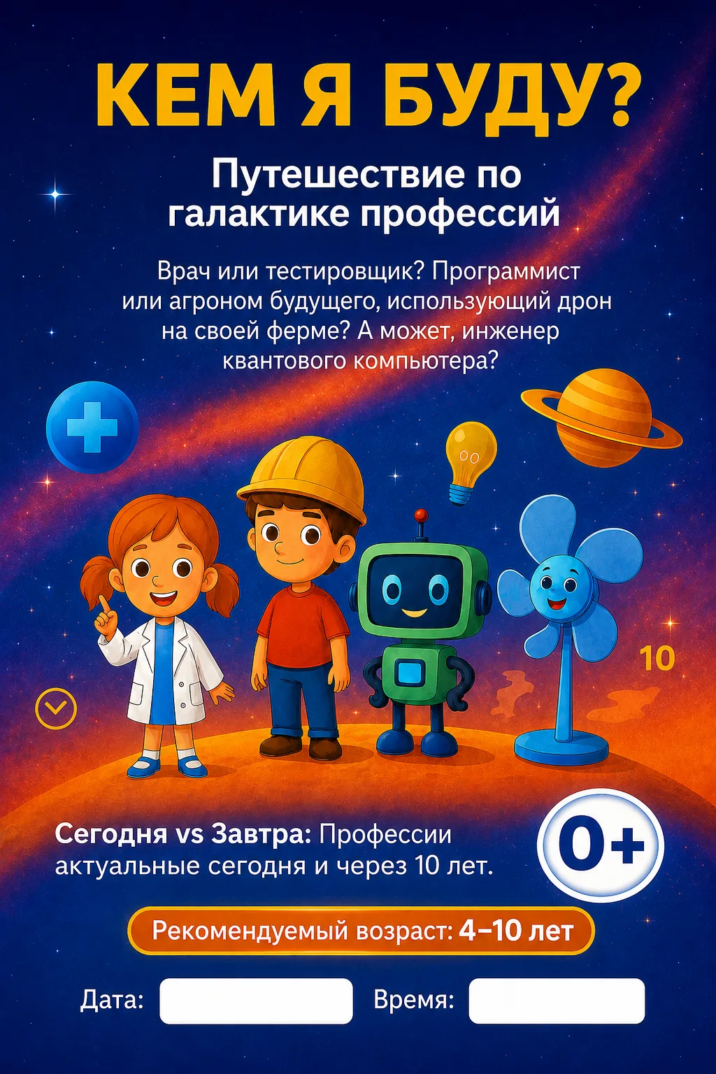 Приглашаем детей на необычное голографическое представление «Галактика профессий»! 🌌