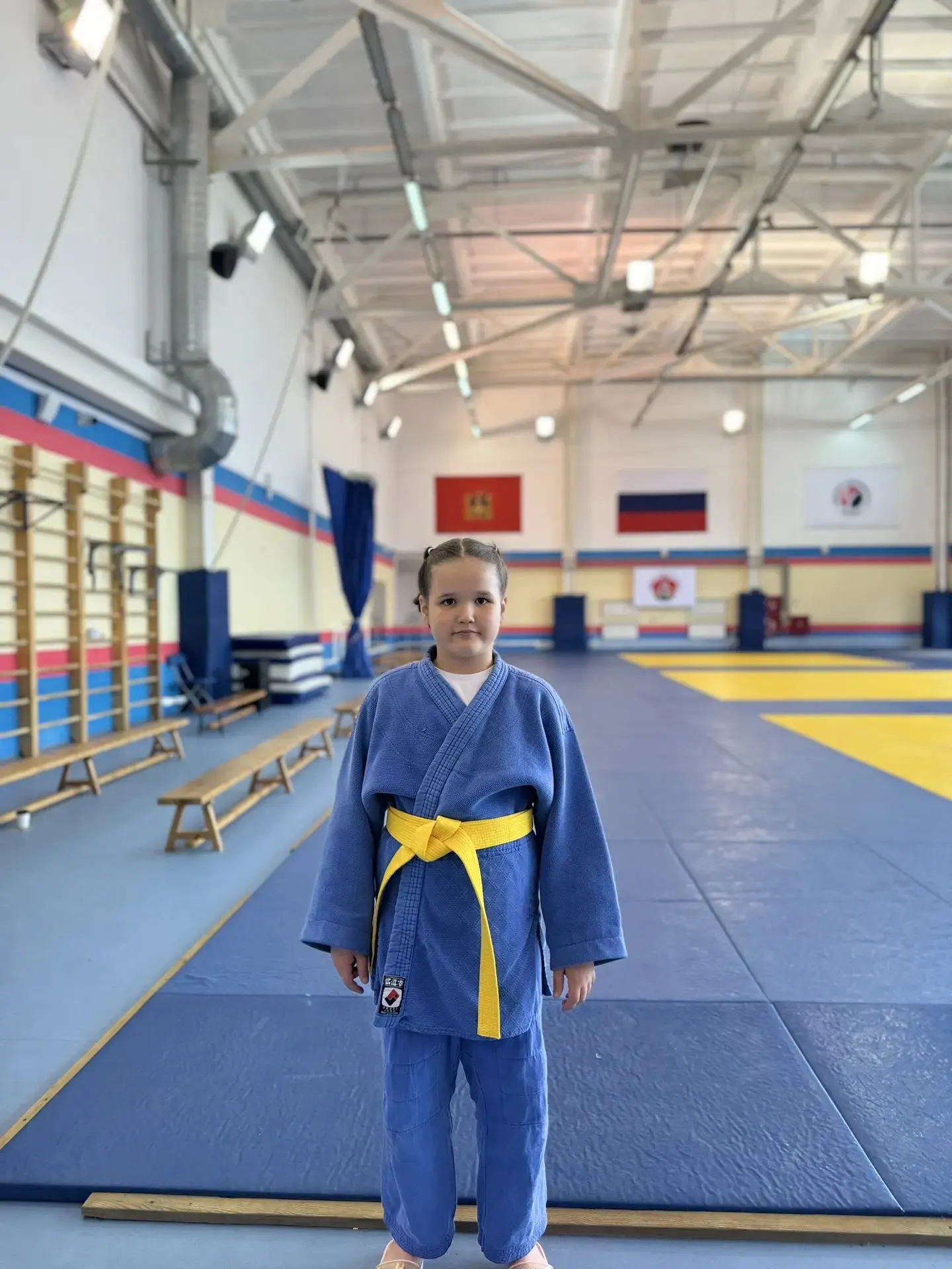 Ученица 1б класса Лещинская Варвара сдала на жёлтый пояс