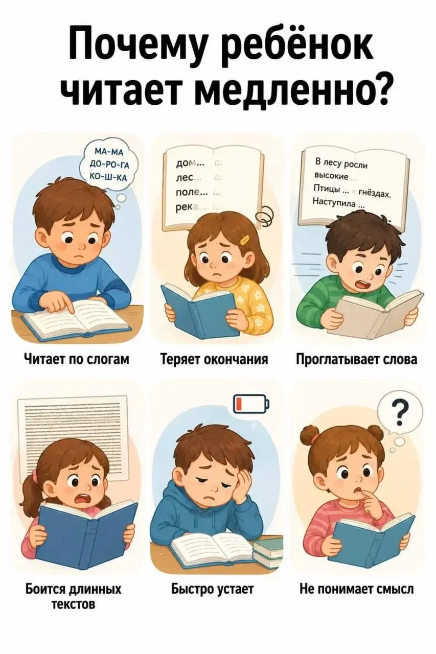 Почему ребёнок читает медленно?