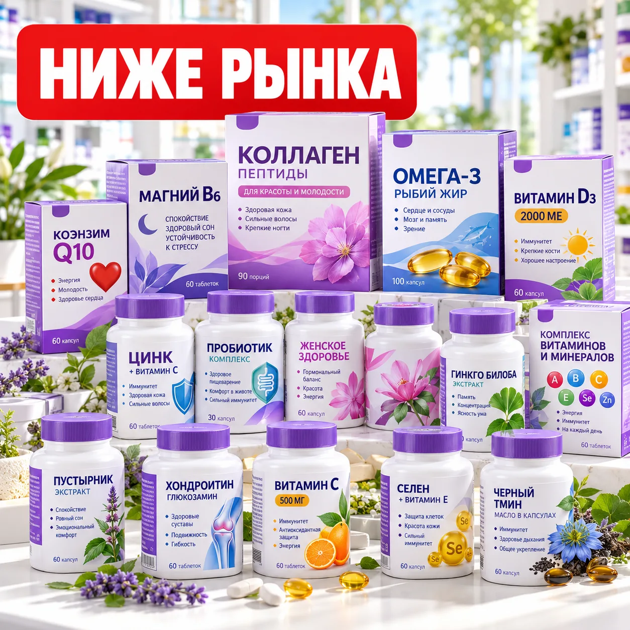 БАДы Эвалар сейчас на Яндекс Маркете ниже рынка