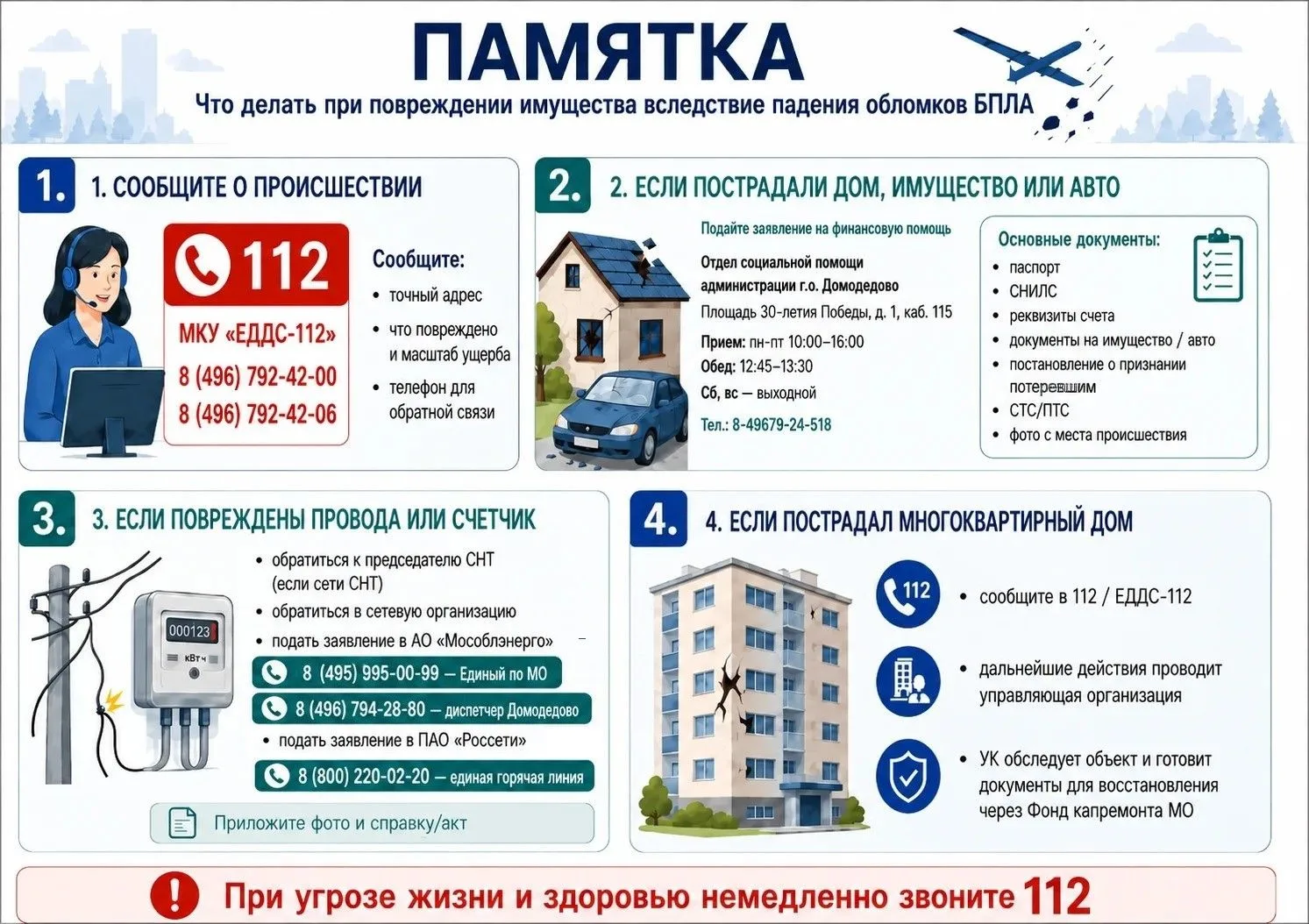 Что делать при повреждении имущества вследствие падения обломков БПЛА?