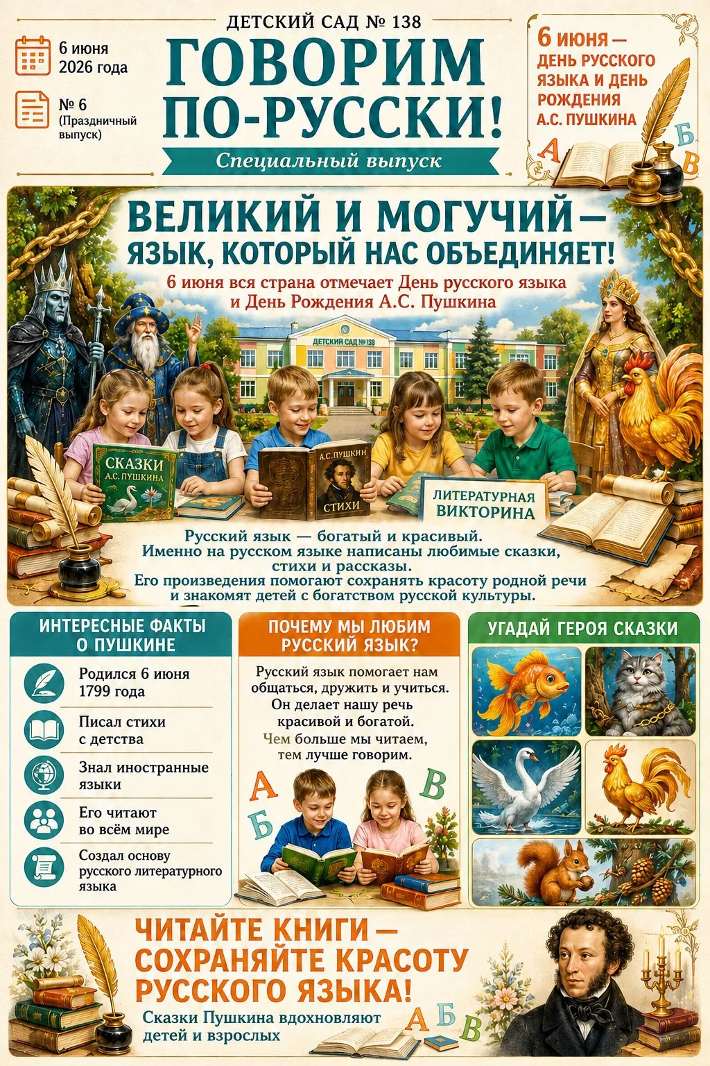 📚6 июня — особенный день в календаре!

Сегодня вся Россия отмечает Пушкинский день, который совпада