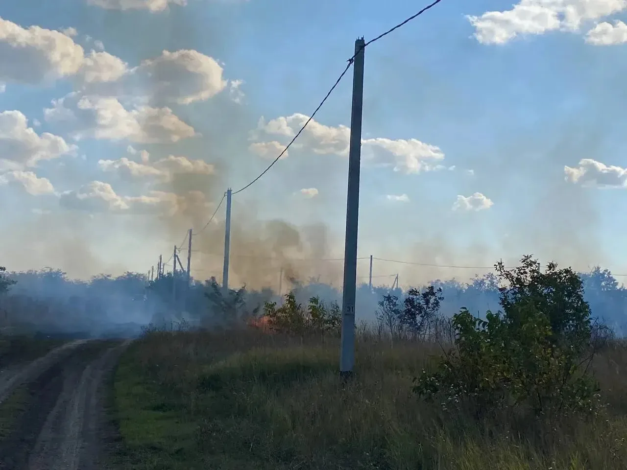 Возгорание сухой растительности