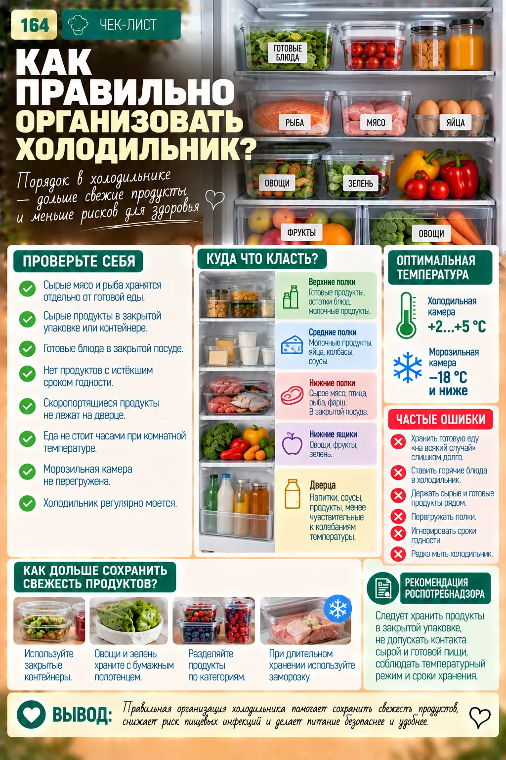 📋 ЧЕК-ЛИСТ: ПРАВИЛЬНО ОРГАНИЗУЕМ ХОЛОДИЛЬНИК