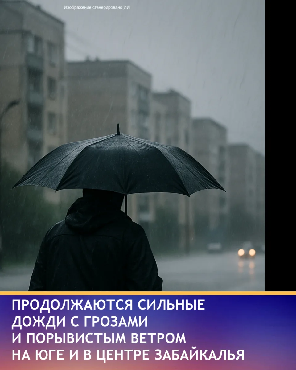 Гидрометцентр Забайкальского края прогнозирует на 27 июля сильные и очень сильные дожди в южных и це