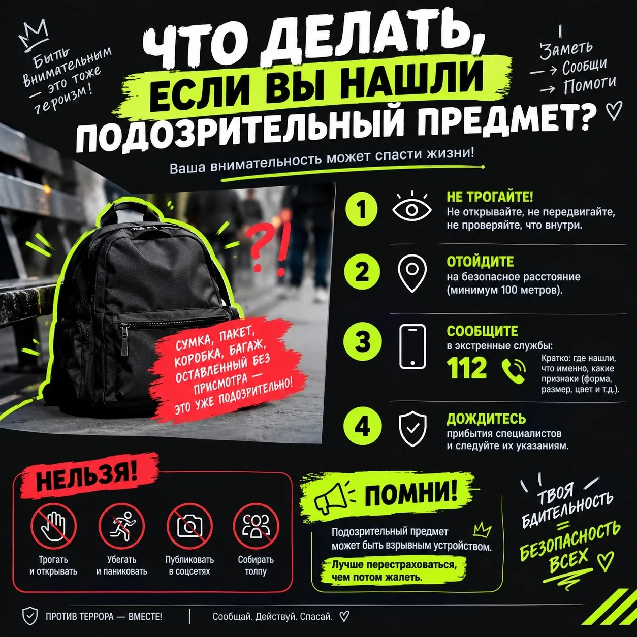 Что делать, если вы нашли подозрительный предмет?