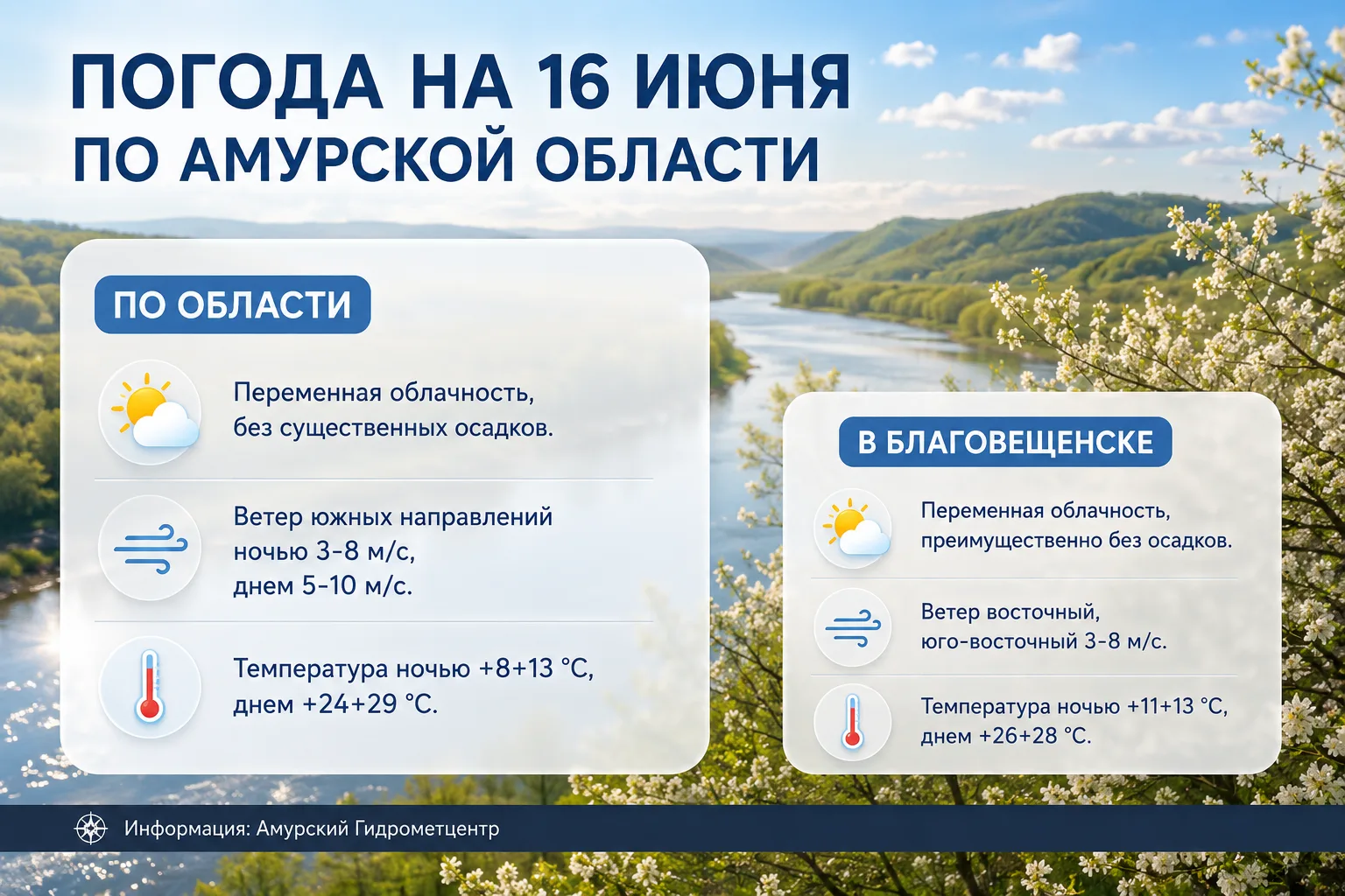 Погода в Амурской области и в Благовещенске на 16 июня.

Еще больше новостей в Telegram