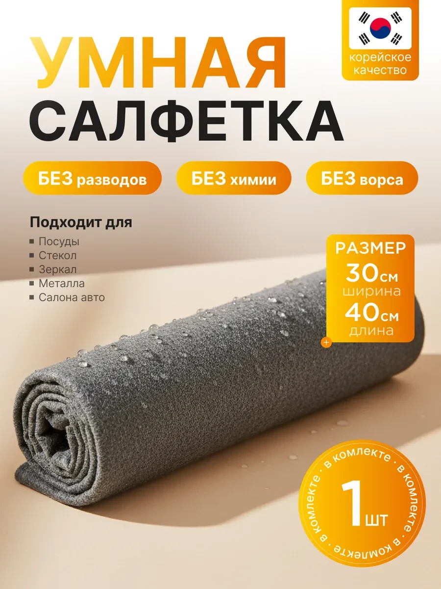 ⚡️ Корейская салфетка для уборки без разводов, GF Home
