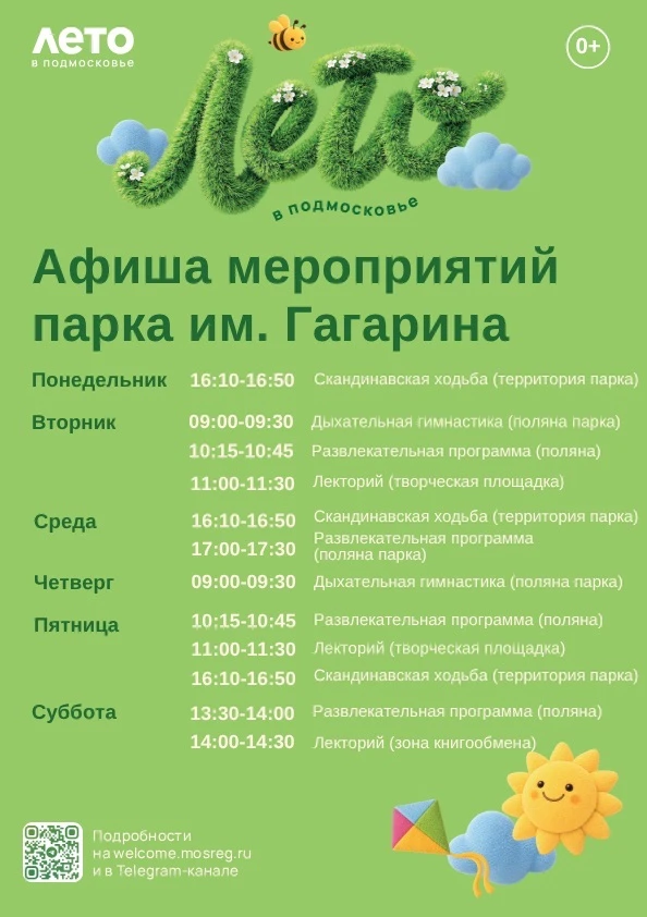 ☀️ Жара? Отличный повод выбраться в парк!

На этой неделе в парках Шатуры — спорт, лекторий, детские