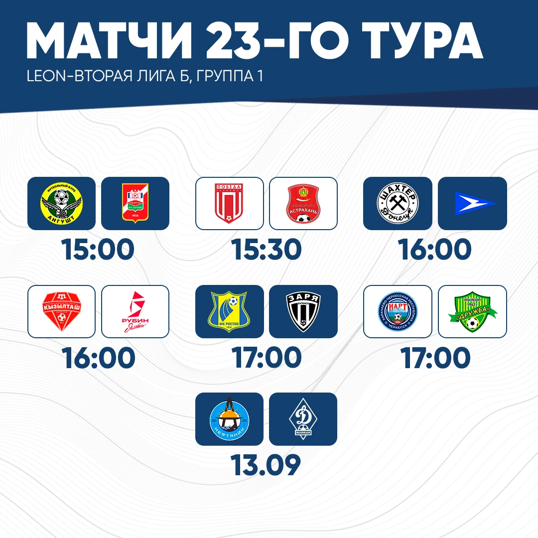 ⚽️ Сегодня и завтра будут сыграны матчи 23-го тура в группе 1, LEON-Второй лиги Б. "Сев...