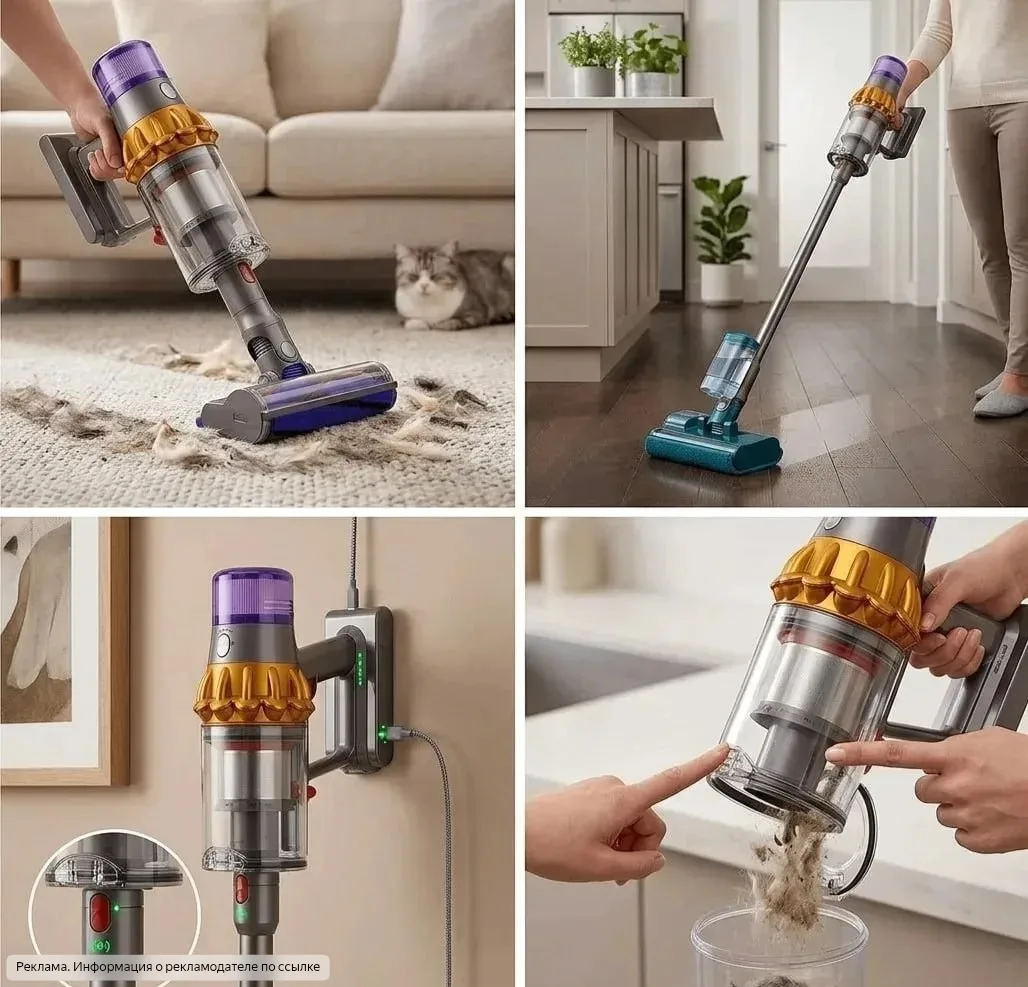 Это просто магия какая-то. Включаешь новый Dyson V15S Detect Submarine от Cord Store — и на полу поя