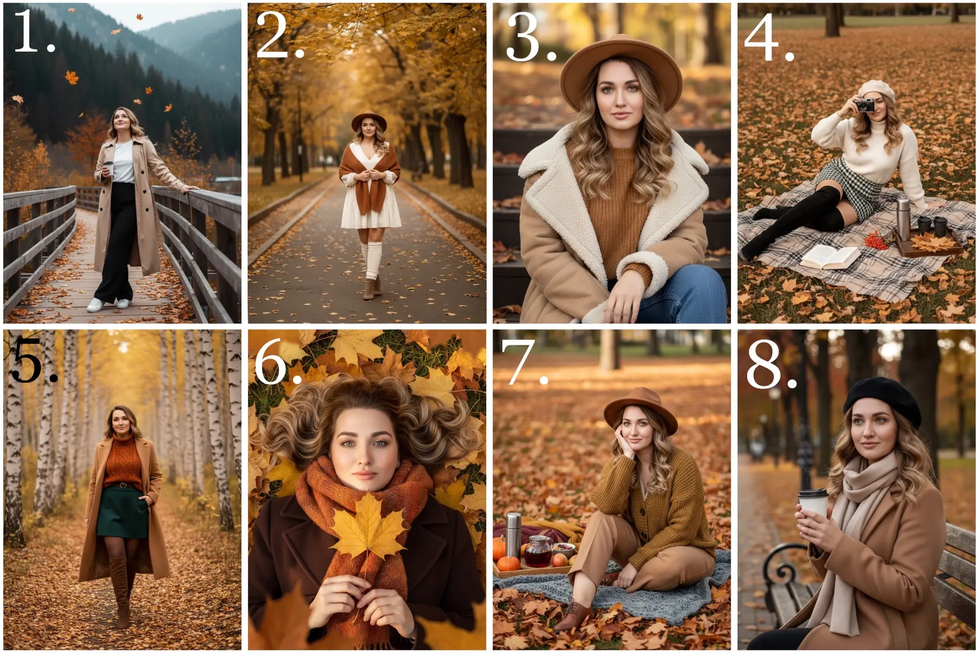 Промты для женской фотосессии «В осеннем парке» 💜