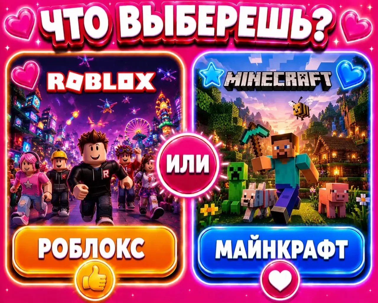 Роблокс или майнкрафт?