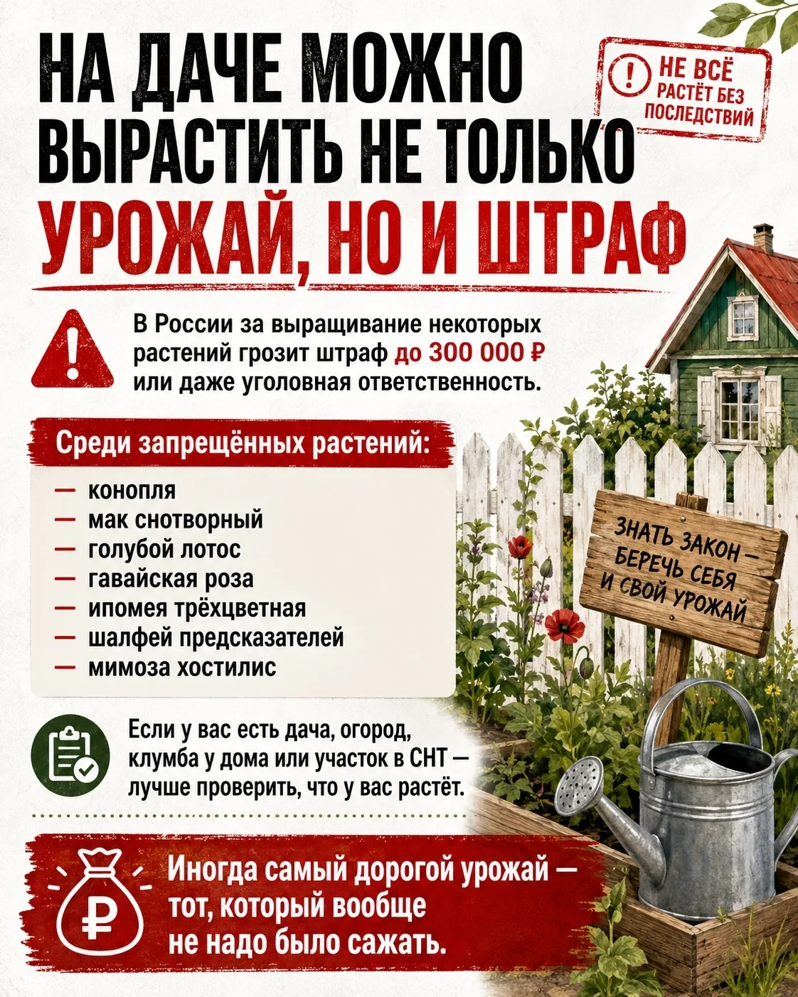 Жителям Нахабино грозят штрафы до 300 тысяч и даже уголовный срок за некоторые растения на дачах  Те