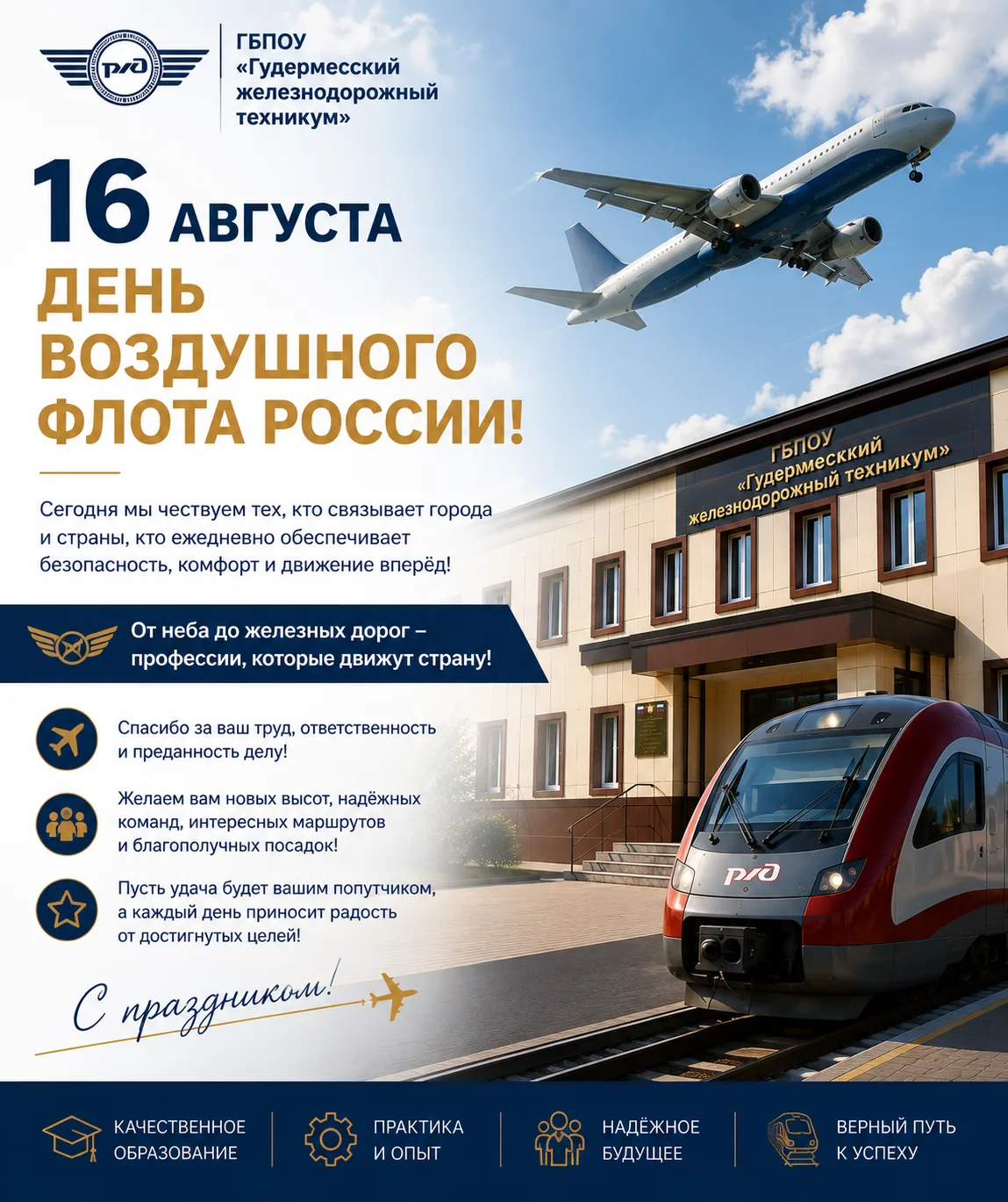 ✈️ 16 АВГУСТА — ДЕНЬ ВОЗДУШНОГО ФЛОТА РОССИИ! 🚆