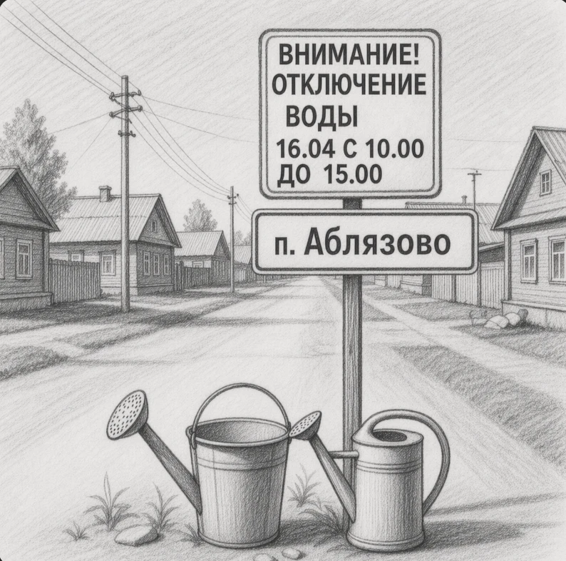 📢 ВНИМАНИЕ! ОТКЛЮЧЕНИЕ ВОДЫ в п. АБЛЯЗОВО