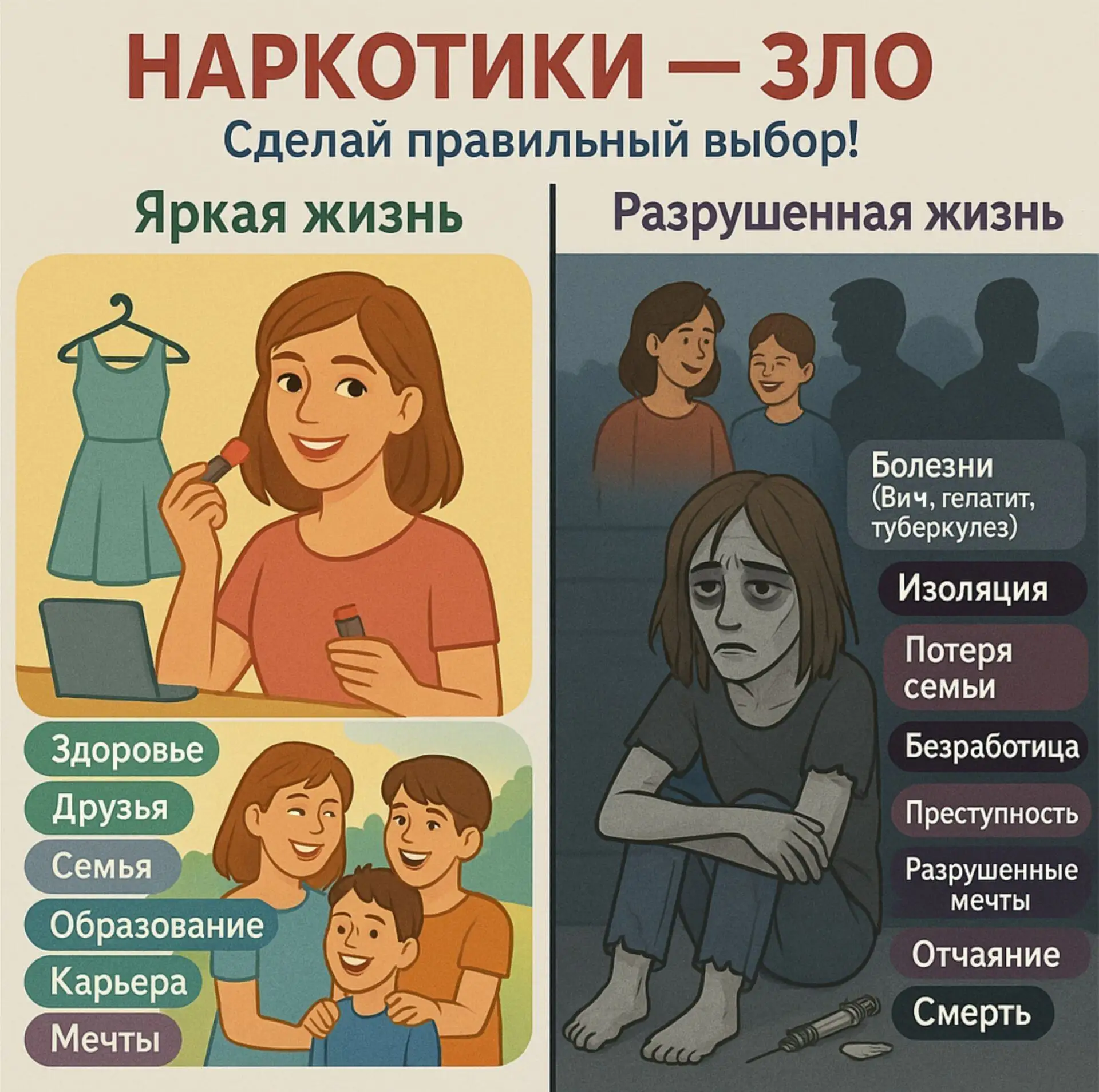 "Наркотики шаг в пропасть"

Наркотики — вещества, меняющие восприятие и поведение и вызывающие завис