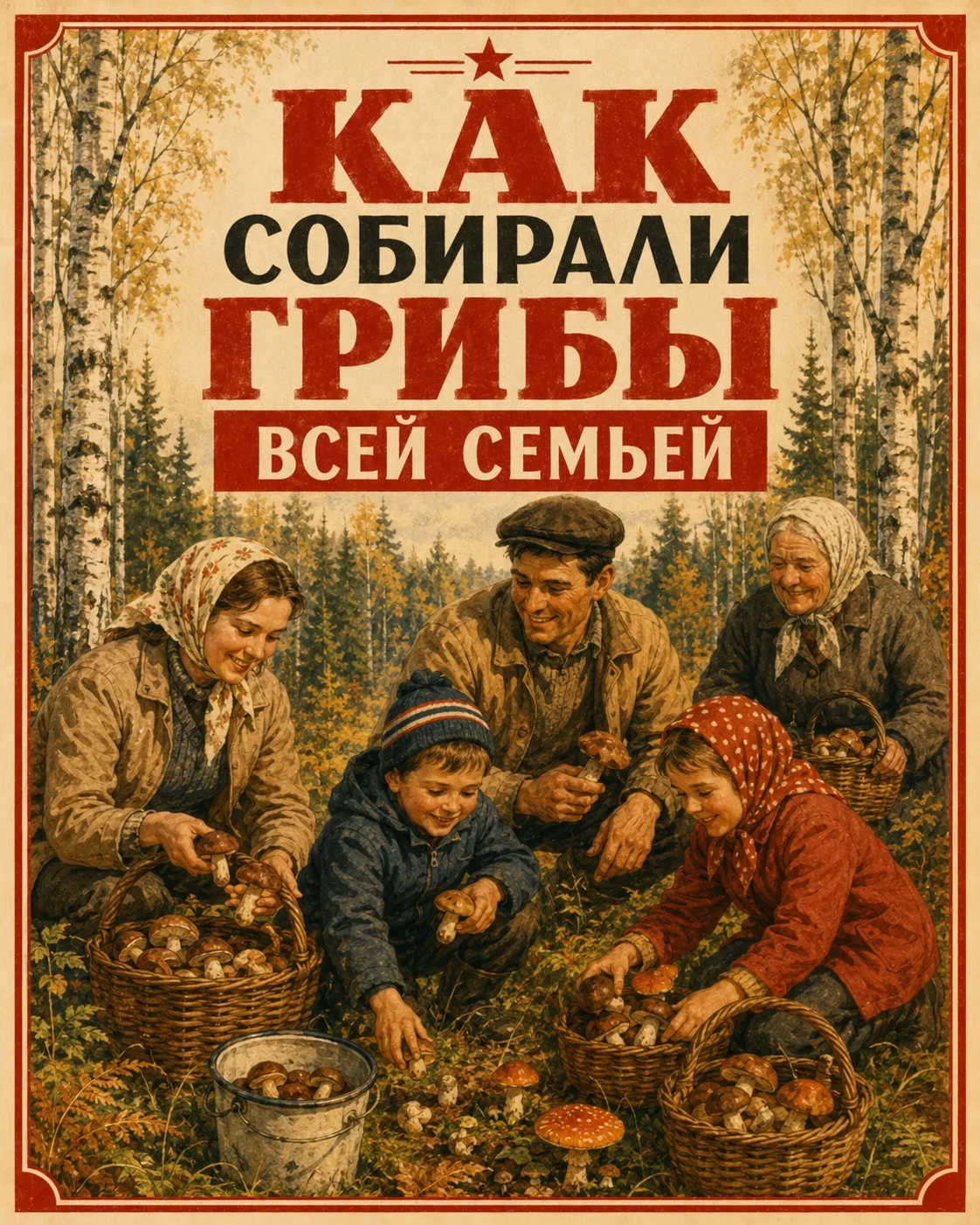 КАК СОБИРАЛИ ГРИБЫ ВСЕЙ СЕМЬЁЙ