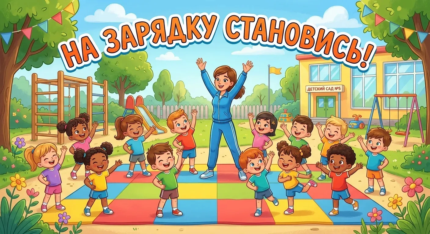 «Как мы встречаем утро в нашем саду? Улыбками и зарядом бодрости! 🌞