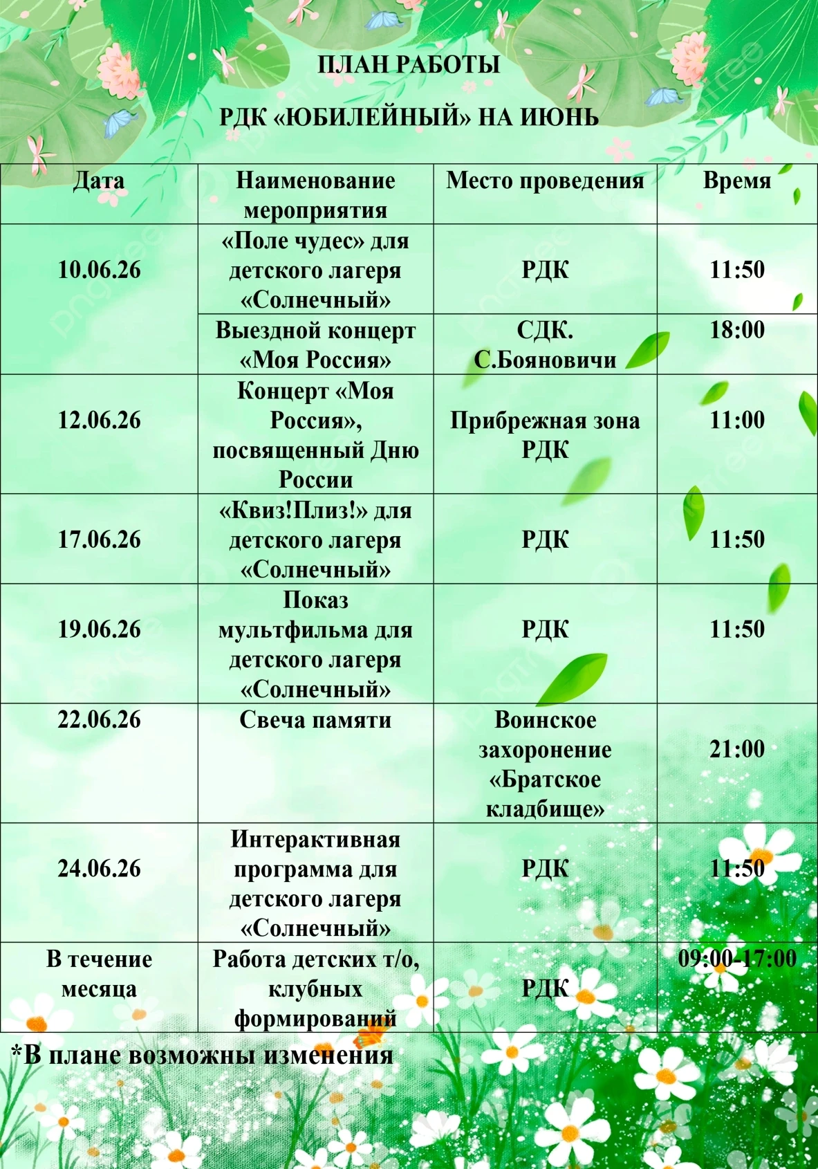 План на июнь☀