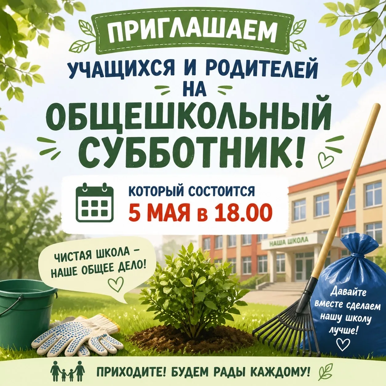 Уже сегодня ! Приглашаем всех сделать наш школьный двор привлекательнее !