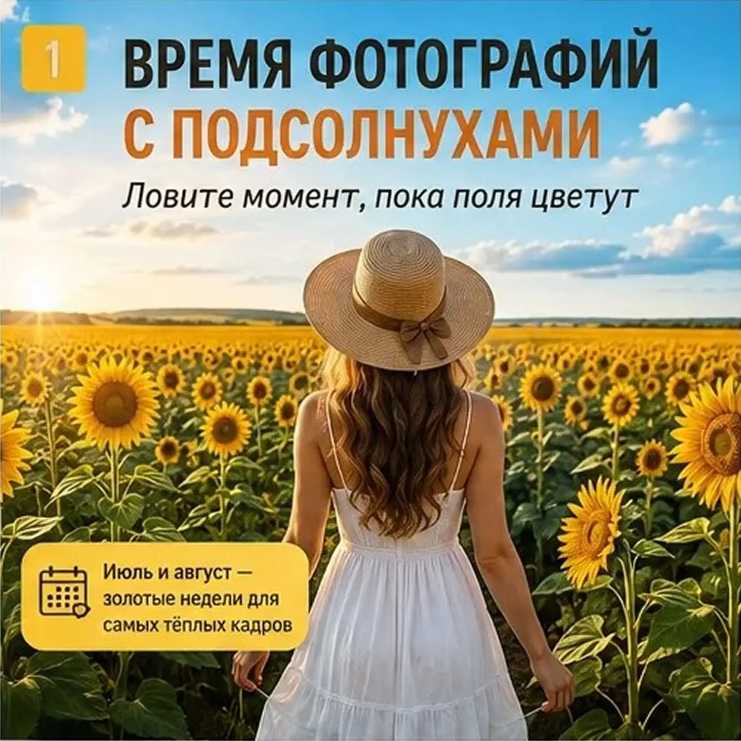 🌻 Пока поля подсолнухов в цвету — самое время устроить незабываемую фотосессию!

Но чтобы фотографи