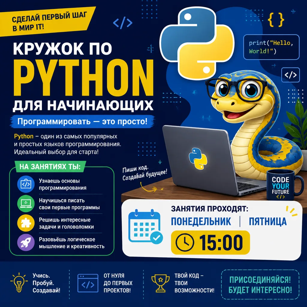 Приглашаем на кружок по программированию на Python в Адымнар!