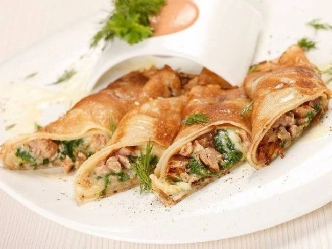 🍲🍛 Блины с начинкой из грибов и курицы