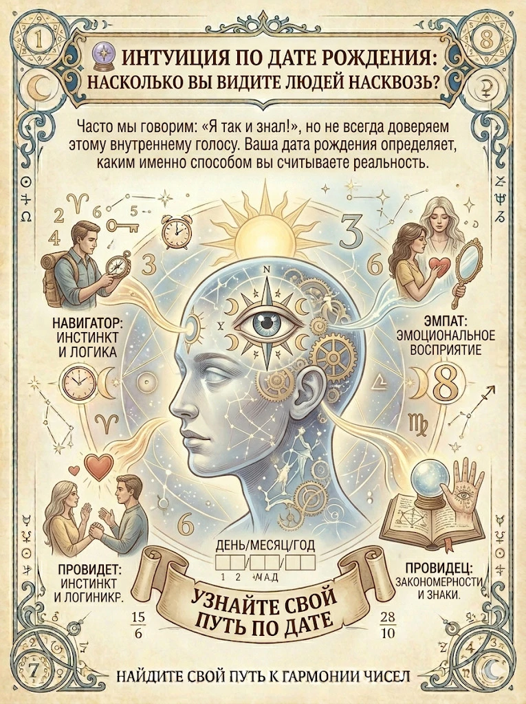 🔮 ИНТУИЦИЯ ПО ДАТЕ РОЖДЕНИЯ: НАСКОЛЬКО ВЫ ВИДИТЕ ЛЮДЕЙ НАСКВОЗЬ?