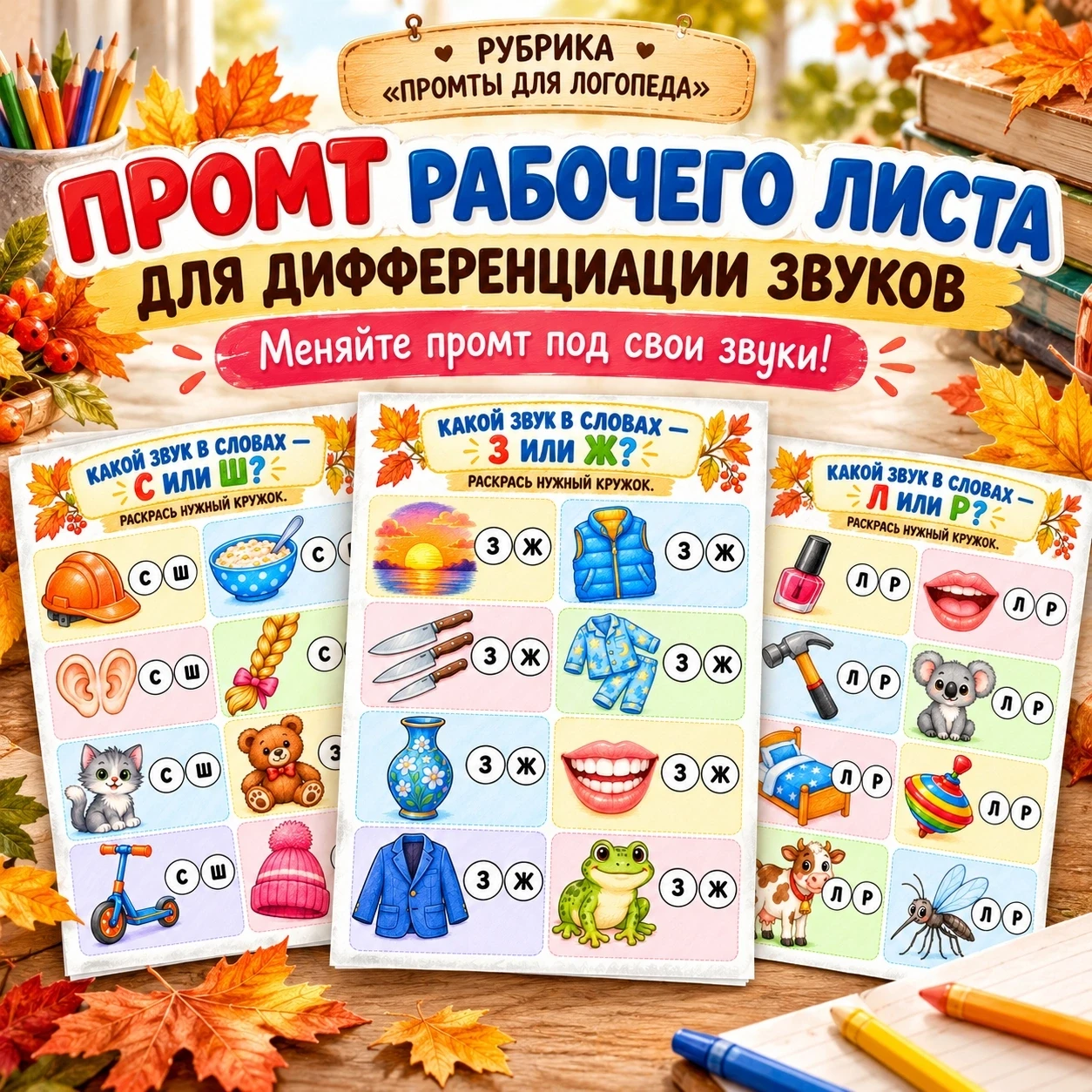 🔎 Промт рабочего листа для дифференциации звуков