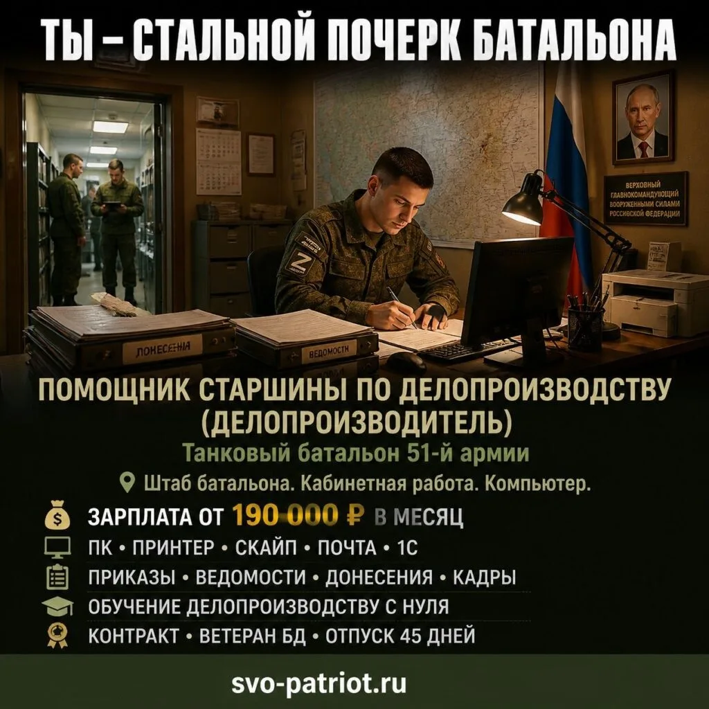 Вакансия: Помощник старшины по делопроизводству — стань мозгом и памятью батальона!