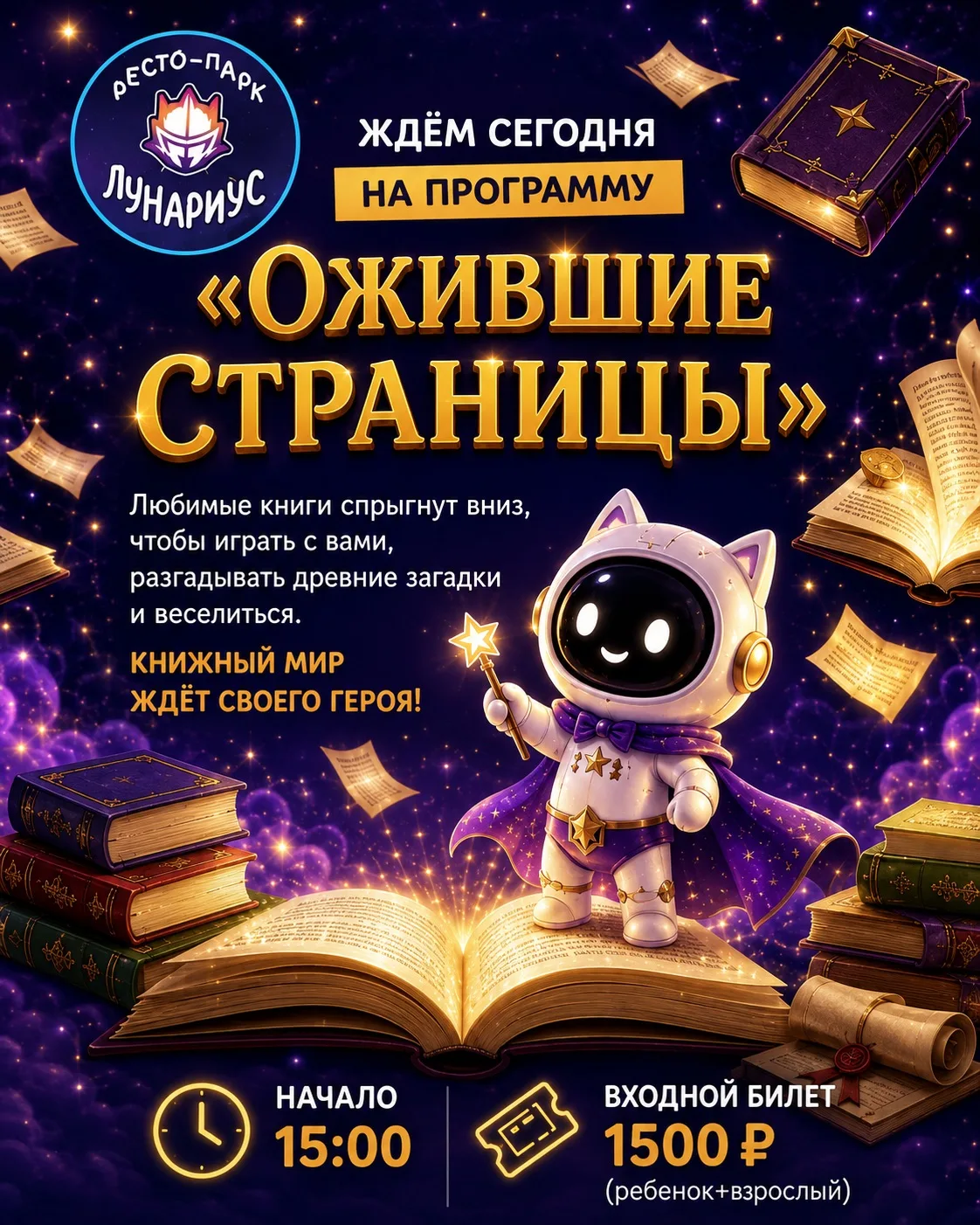 📚✨ Сегодня в 15:00 Лунариус превратится в загадочную библиотеку!