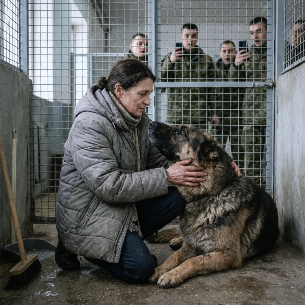 Молодые офицеры хохотали, когда отправили новую уборщицу в вольер к самому свирепому боевому псу. Он
