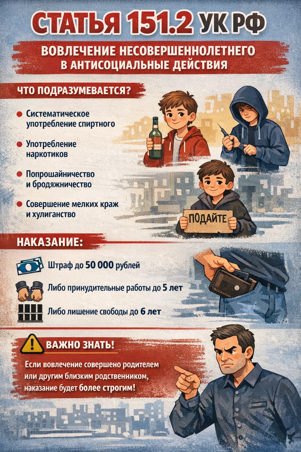 📌 Уважаемые ученики и родители, обратите внимание!  ❗️Хотим напомнить вам о статье 151.2 Уголовного 