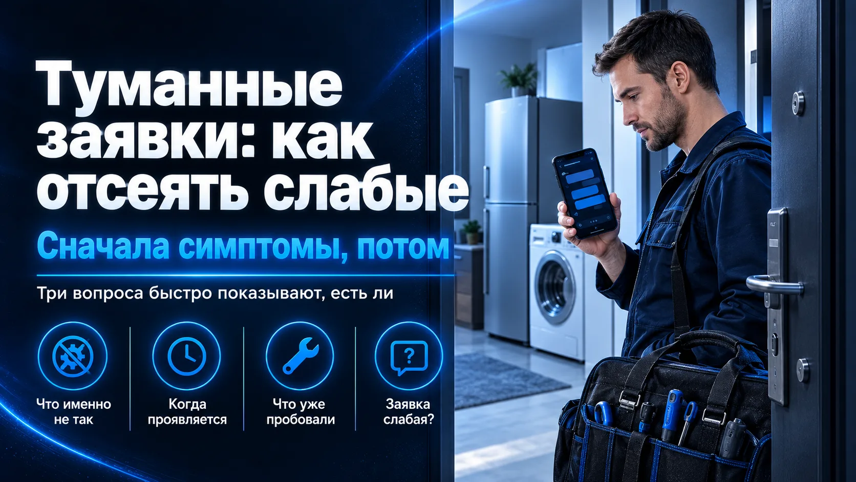 Клиент пишет: «что-то не так», «шумит», «работает через раз». В такой заявке проблема е...