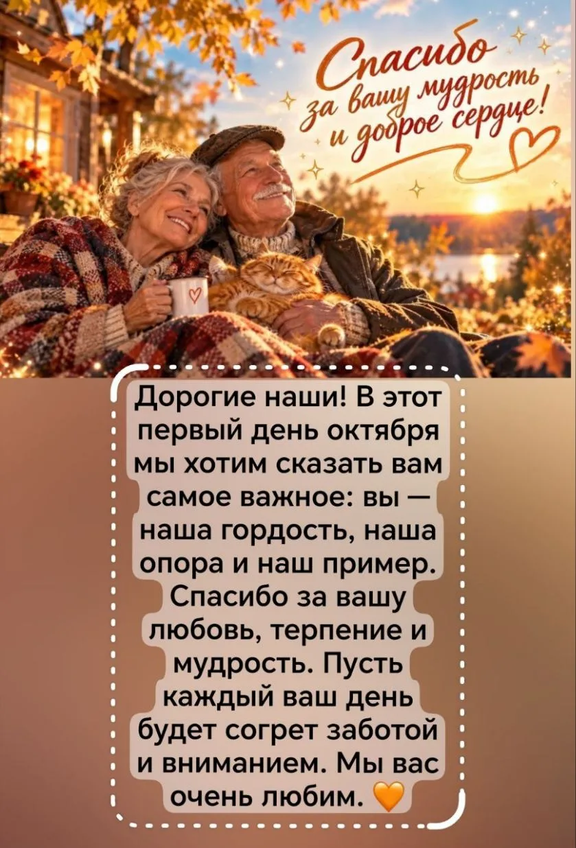 1 октября — День пожилого человека. Но за официальными словами — наши самые родные, люб...