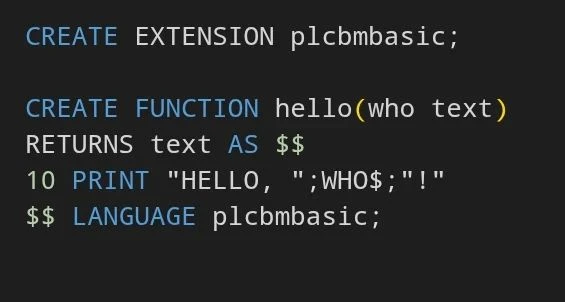 Пишем функции для PostgreSQL на… BASIC? 😳