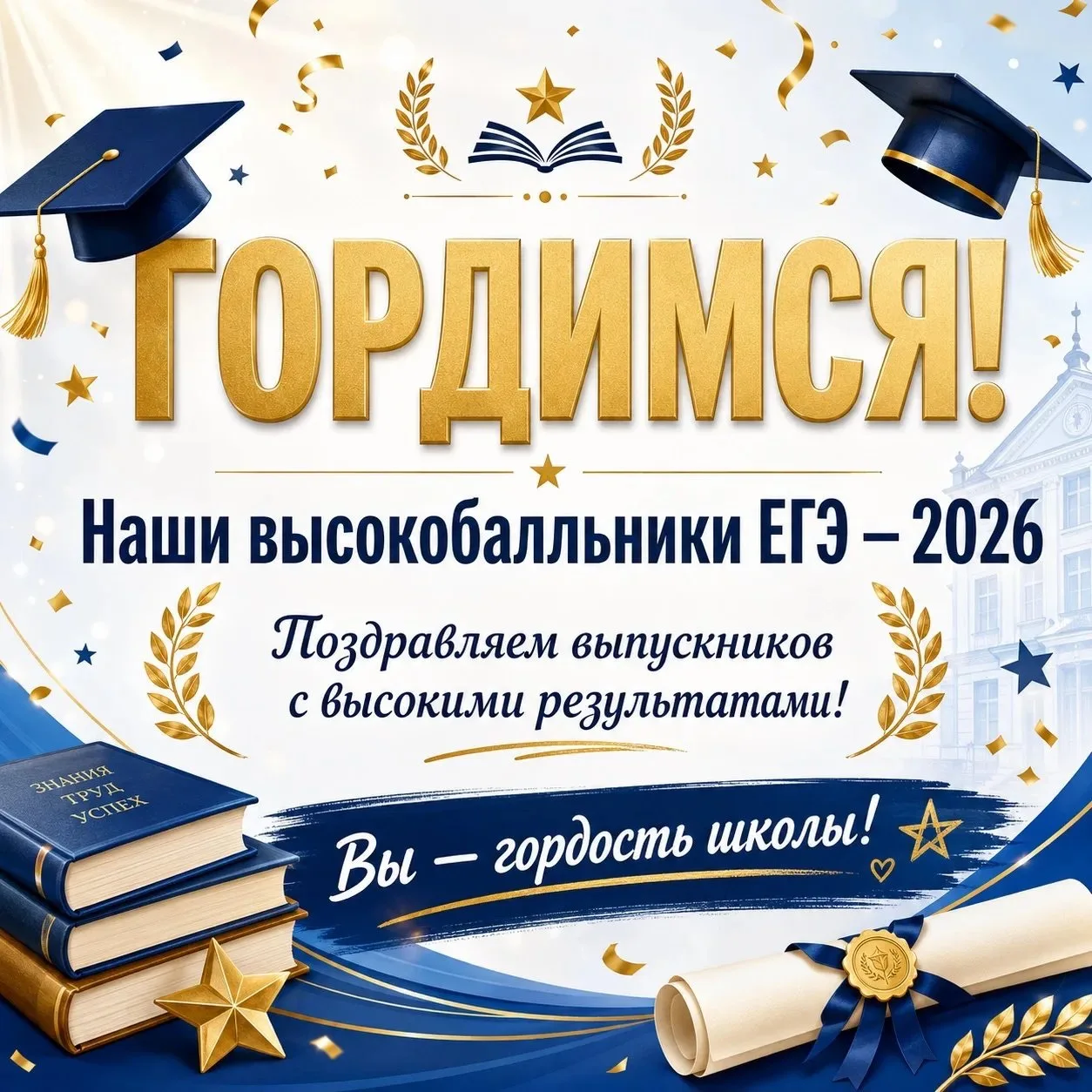 Гордимся нашими высокобалльниками ЕГЭ — 2026!🎓

Поздравляем выпускников нашей школы, показавших выс