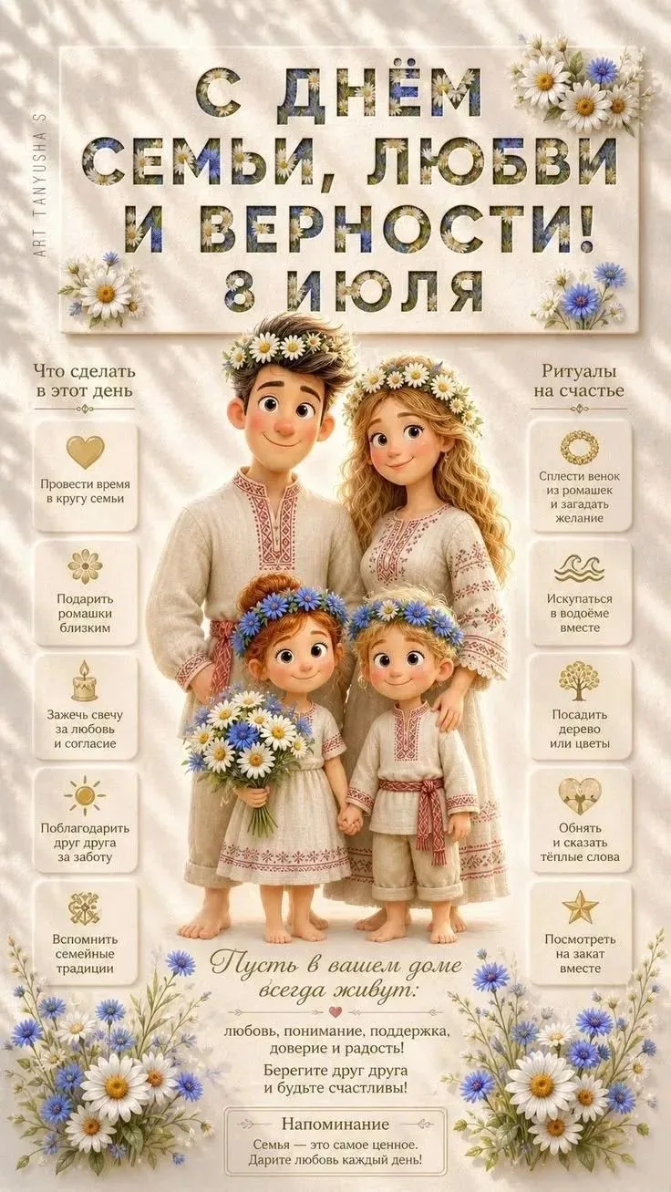 🎉 Администрация школы № 8 сердечно поздравляет всех с замечательным праздником — Днём семьи, любви 