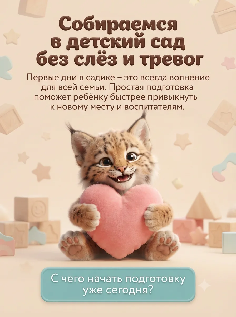 🐯 Первый раз в детский сад: как помочь малышу адаптироваться без слёз?