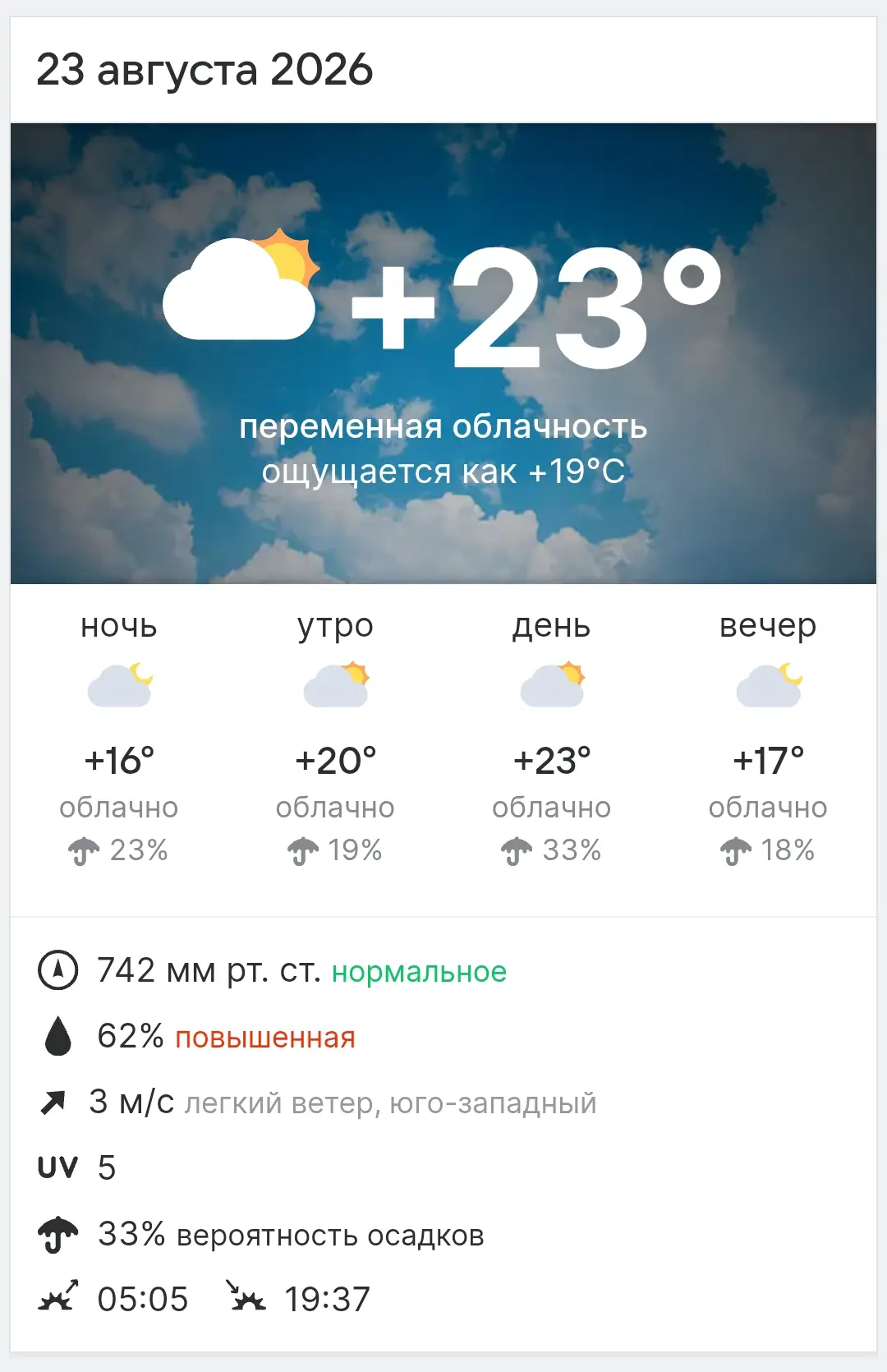 Погода сегодня