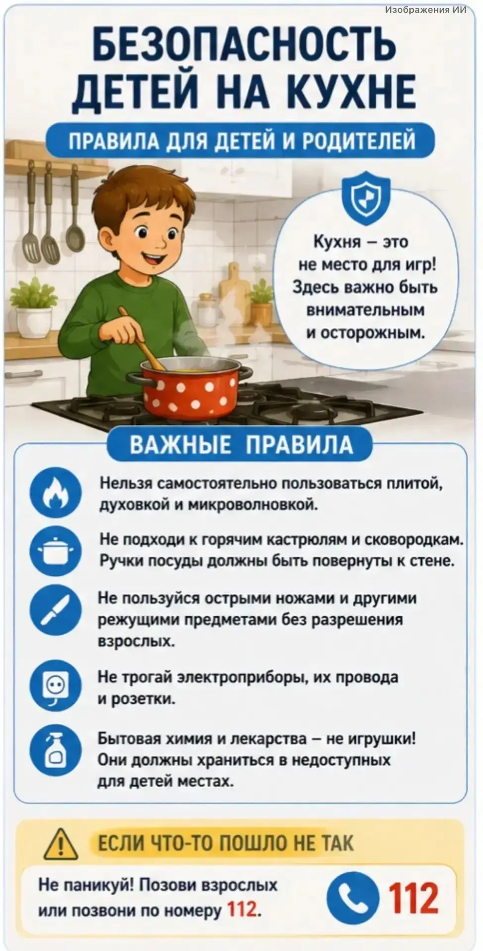 🔔 Безопасности детей на кухне: правила для детей и родителей
