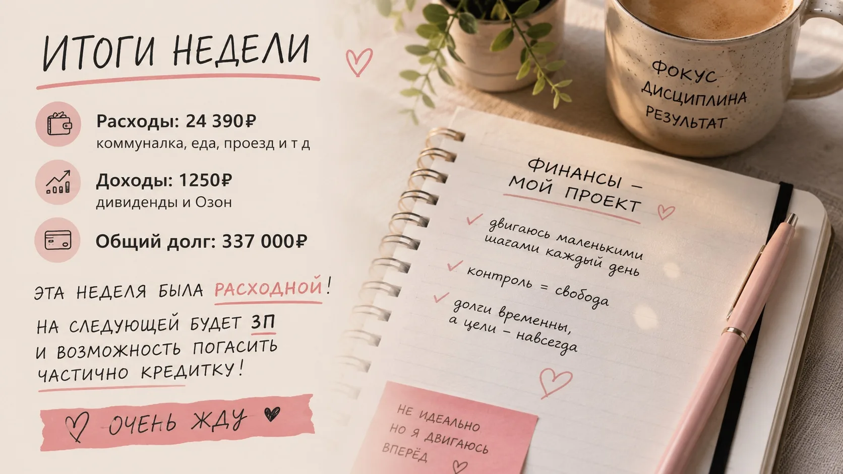 💸 Потратила почти 25 000₽ за неделю. Но долг всё равно движется вниз
