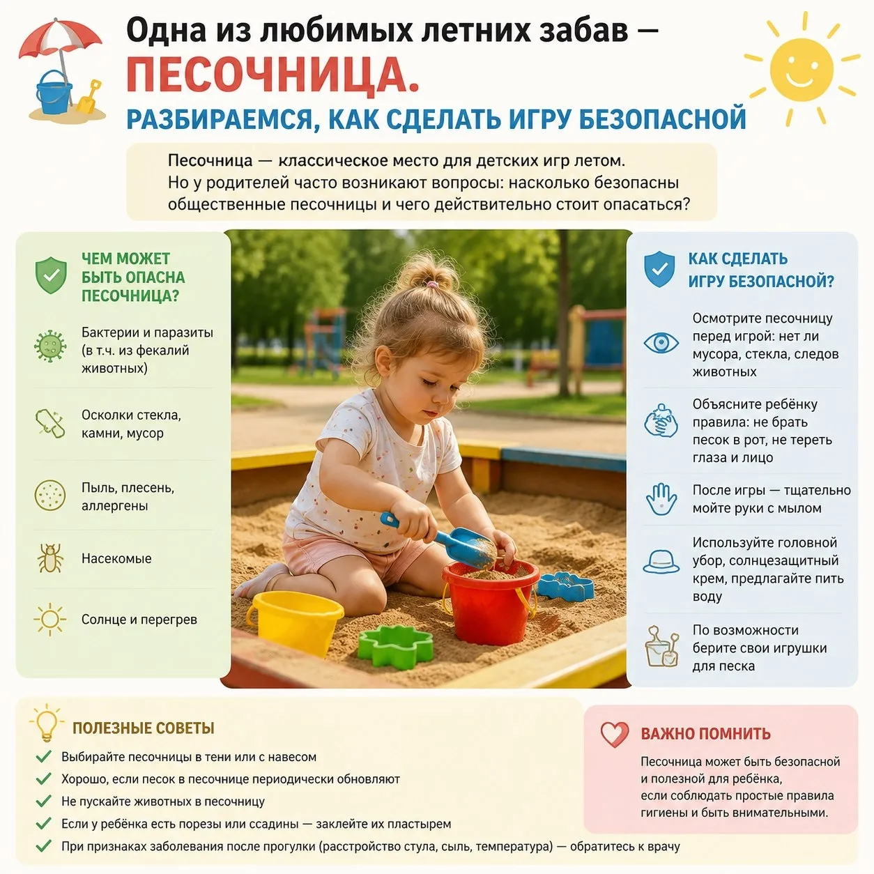 Лето — пора песочниц и весёлых игр! 🏖️

Игра в песке радует детей и развивает мелкую моторику, но в