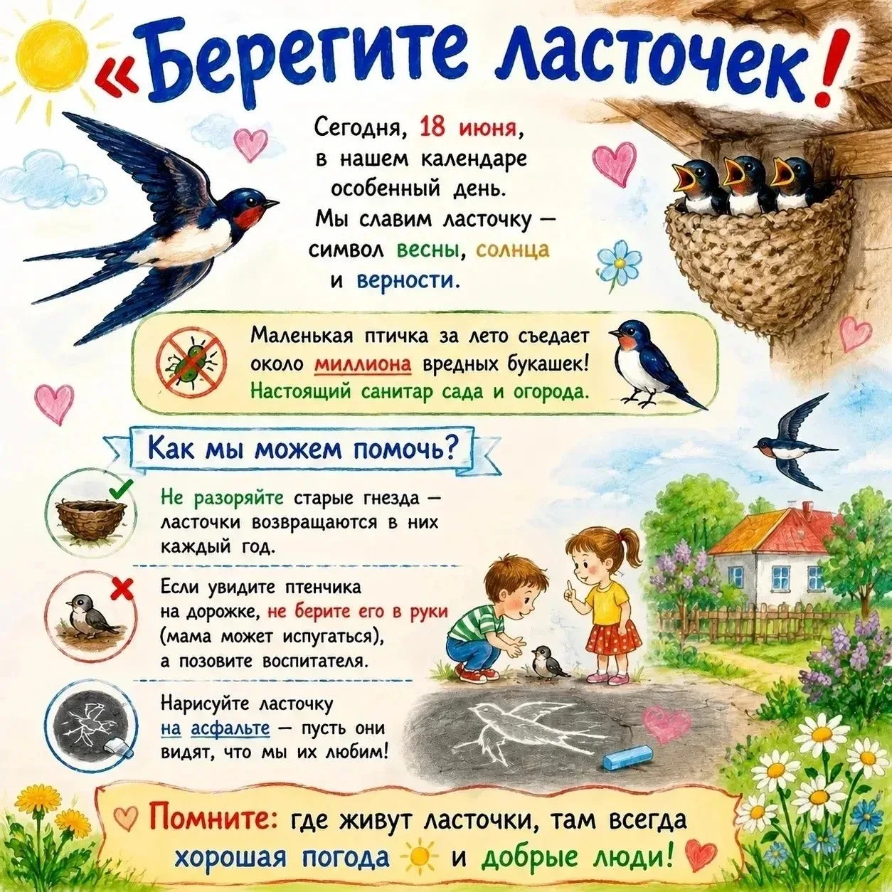 ☝️Сегодня особенный день в календаре природы — День ласточек. Эти удивительные птицы — настоящие сим