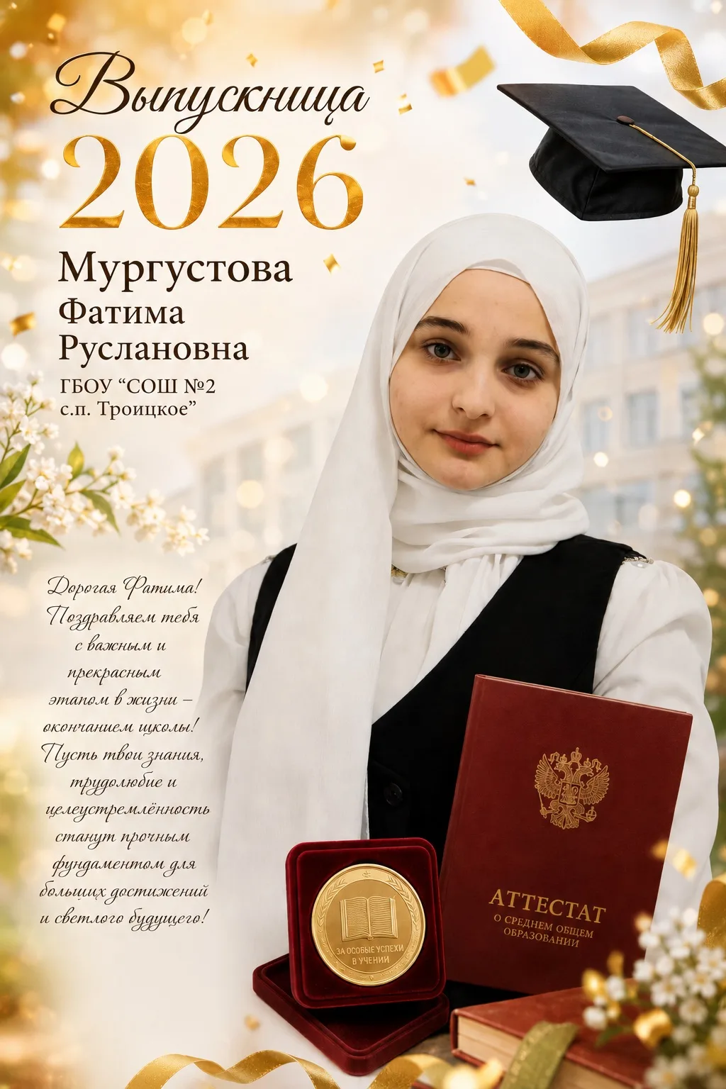 🌟 Наша гордость! 🌟
От души поздравляем Фатиму Мургустову  нашу ученицу с окончанием школы и такими